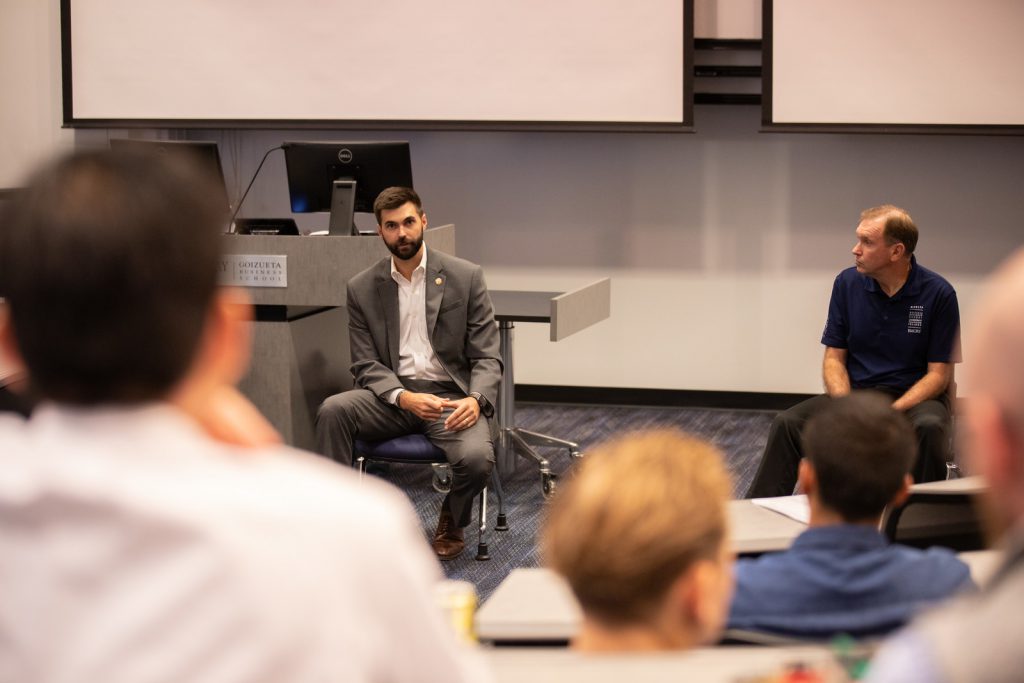 Jon Keen, left, added his experience to the Veterans panel discussion. Keen is the interim chief operating officer for the City of Atlanta. Right, Lieutenant General (retired) Ken Keen, Goizueta’s associate dean for leadership.