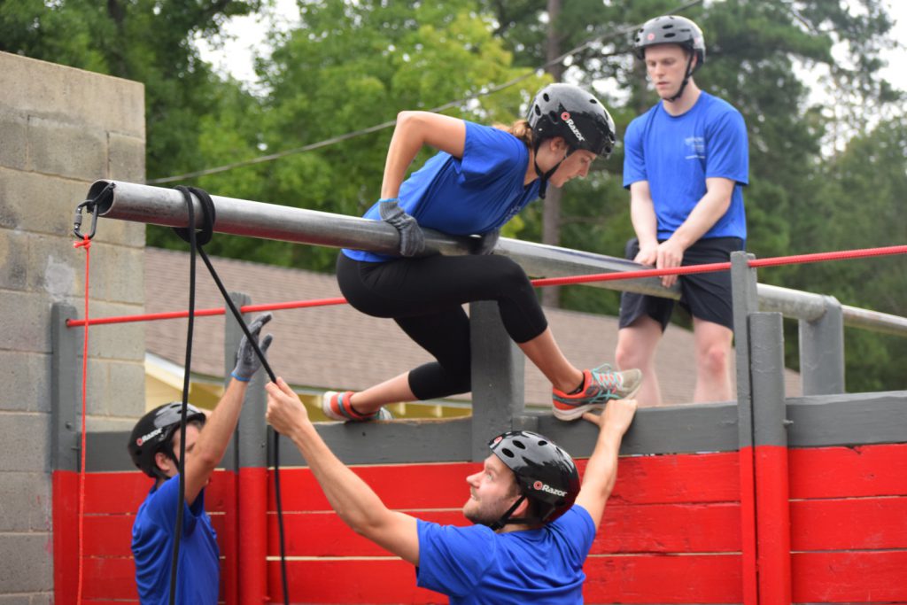 Students participating in the Leadership Reaction Course in July 2018.