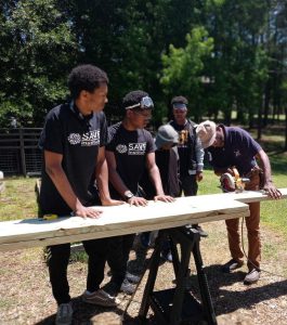 Save Institute students doing carpentry