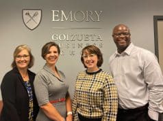 The Goizueta Admissions team pictured from left to right: Libby Livingston, Senior Director of MBA Admissions; Melissa Rapp, Associate Dean of Graduate Admissions; Susan Mellage, Assistant Director of MBA Admissions; Michael Walker, Assistant Director of MBA Admissions