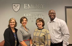 The Goizueta Admissions team pictured from left to right: Libby Livingston, Senior Director of MBA Admissions; Melissa Rapp, Associate Dean of Graduate Admissions; Susan Mellage, Assistant Director of MBA Admissions; Michael Walker, Assistant Director of MBA Admissions
