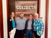 Out in Business event. Jamie Harrell with alumni panelists Shawn Scott, Rachelle Kuebler-Weber, and Bobby Wilson.