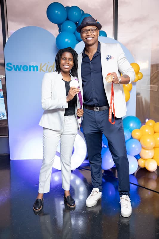 Vanecia Thompson with four-time Olympic medalist American swimmer Cullen Jones