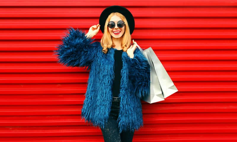 Blue faux fur