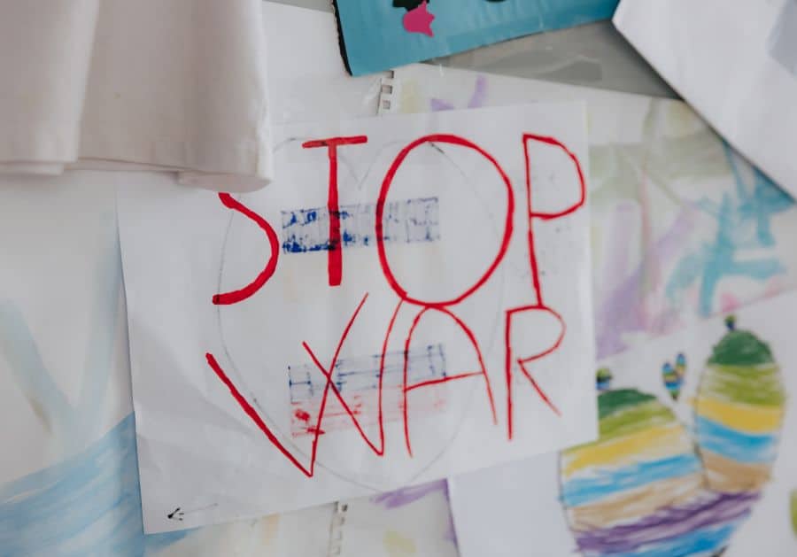 Artwork created by Ukrainian children to show their opposition to the Russian invasion of their country.