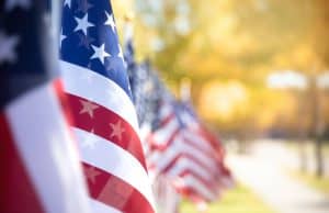 Row of American flags