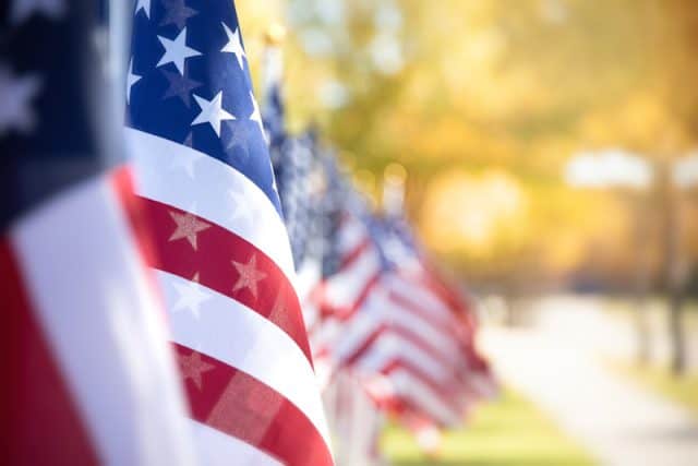 Row of American flags