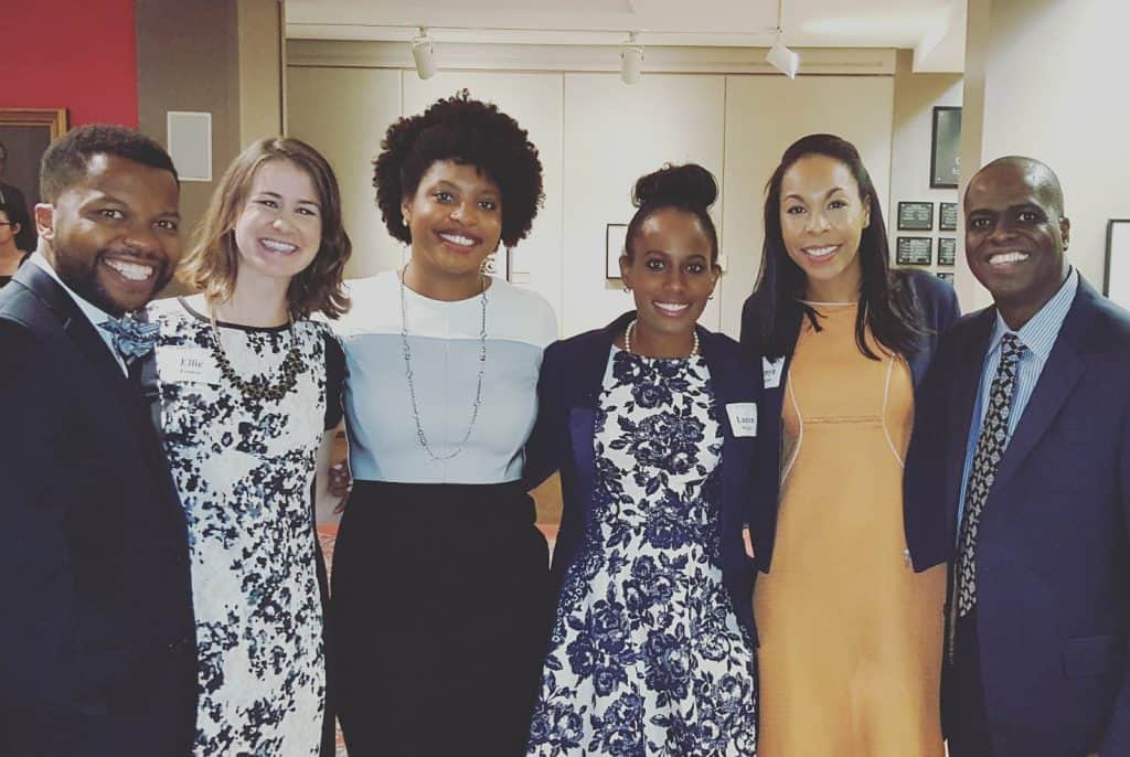 Lauren McGlory with members of Goizueta's 2016 Two-Year MBA cohort at an award dinner