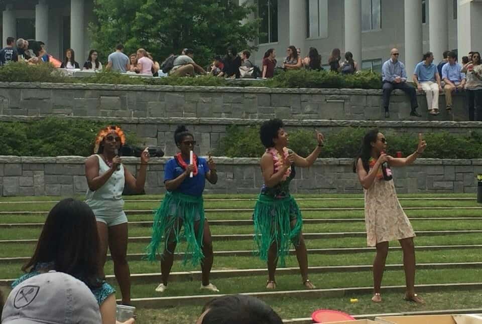 Lauren McGlory competing in a lip-synching contest at Goizueta