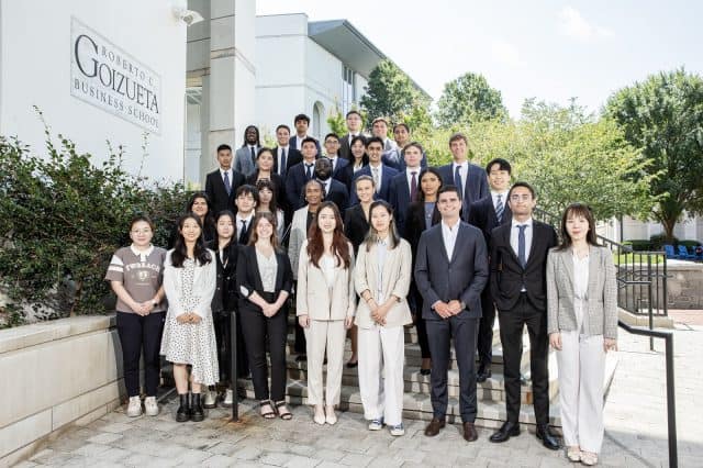 Goizueta's Master of Analytical Finance Class of 2024 poses for a group shot at their orientation event