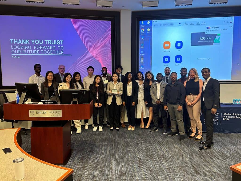 The three finalist teams of Goizueta MSBA students in the Truist Business Analytics Challenge.