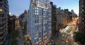 Goizueta Real Estate Project Becomes Reality Exterior view of a 23-story residential building at 300 East 50th Street in New York City, developed from a Goizueta real estate student project.