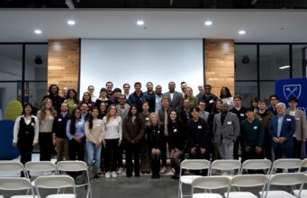 A group shot of the 2026 cohort of the Techstars Emory Founders Catalyst program at a spring kickoff event
